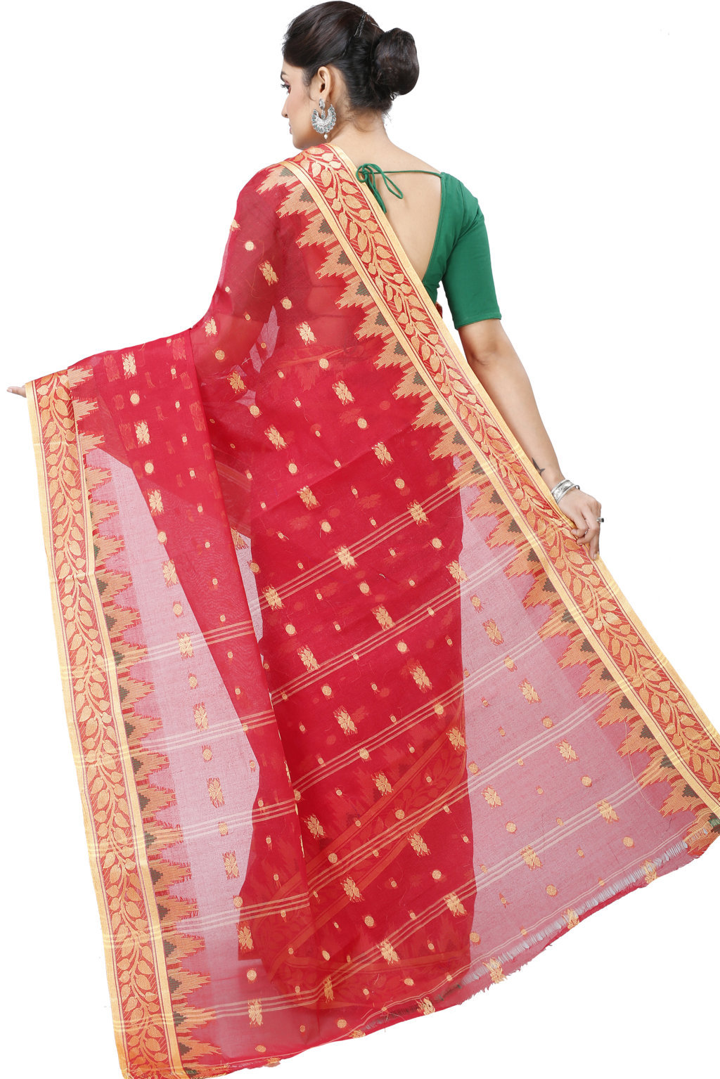 Red Pure Cotton Gunjan Tant Saree (932)